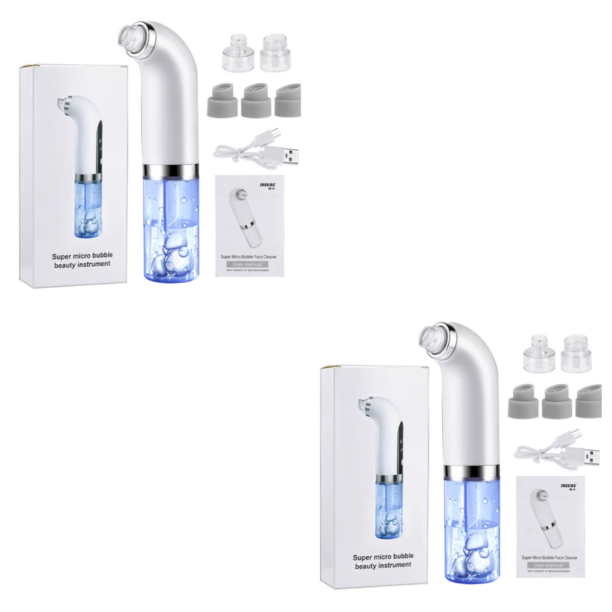 GlowVac™ blackhead remover duo package with full skincare kit accessories