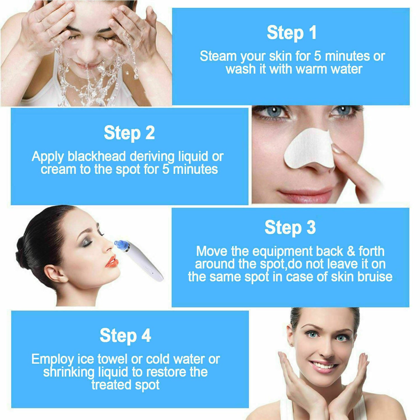 How to use GlowVac™ pore vacuum step by step guide with skincare instructions