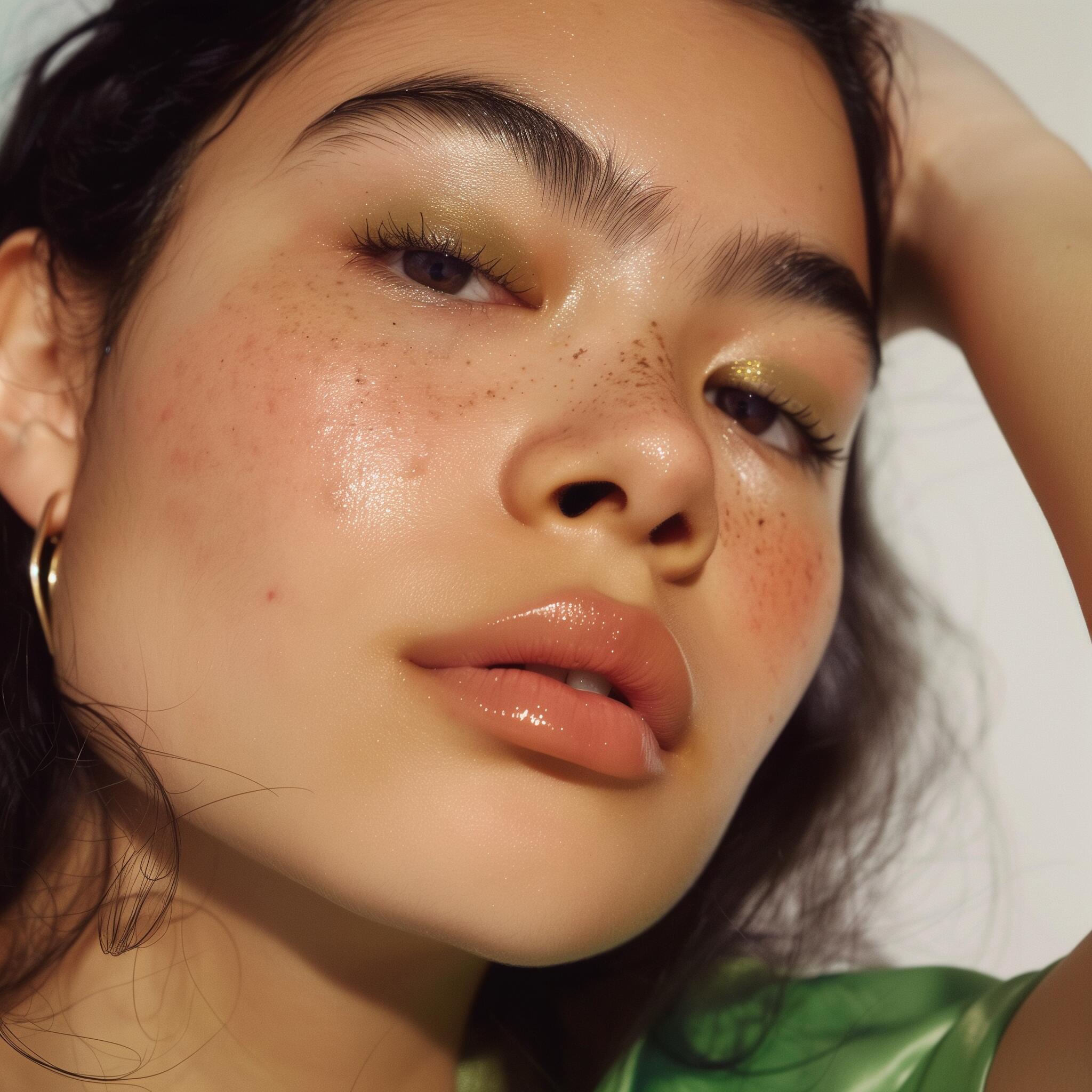 Woman with glowing skin using GlowVac™ blackhead remover pore vacuum in skincare routine